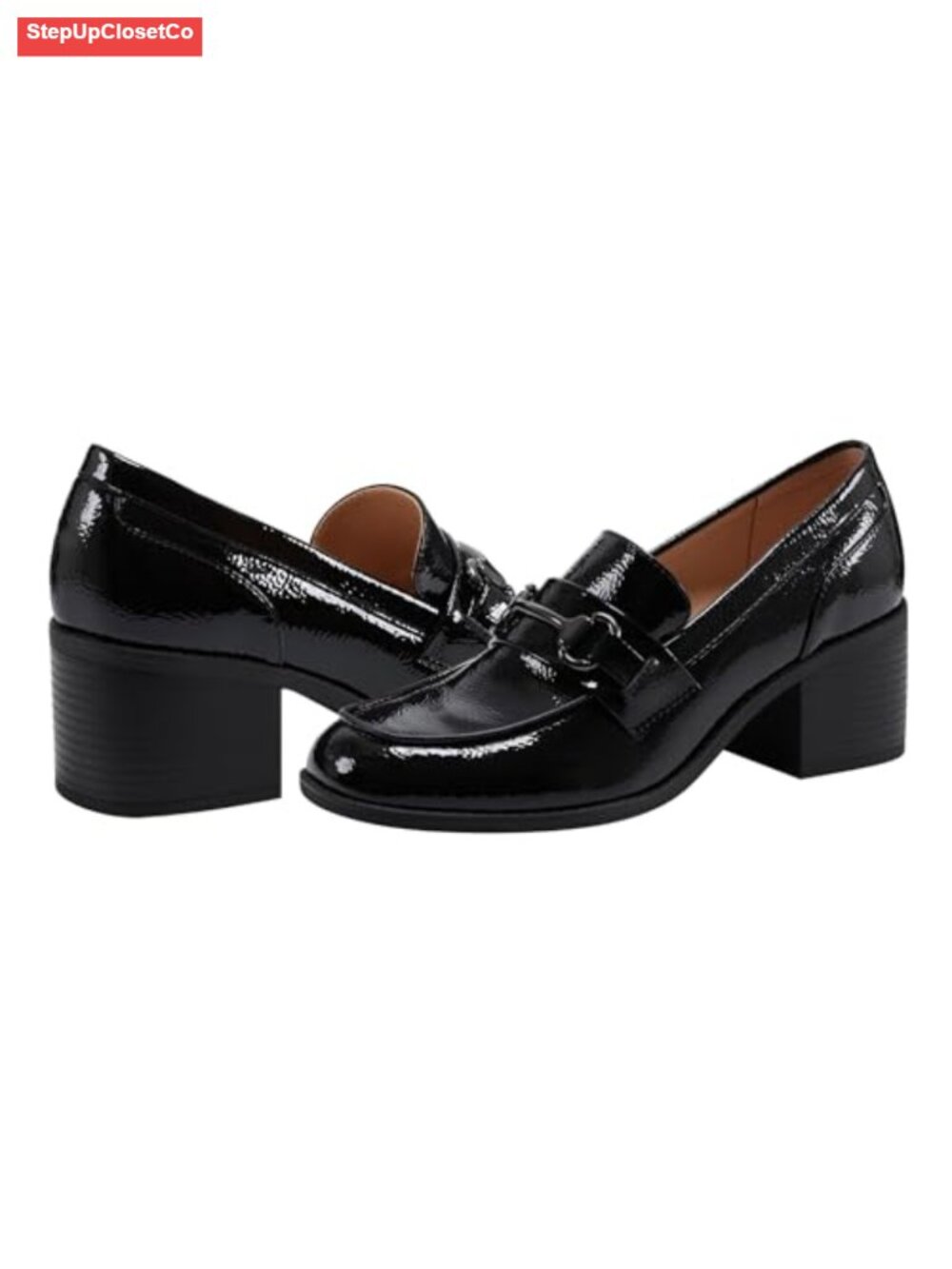 Bandolino Mayble Women's Loafers Slip-On Square Toe Block Heel Patent